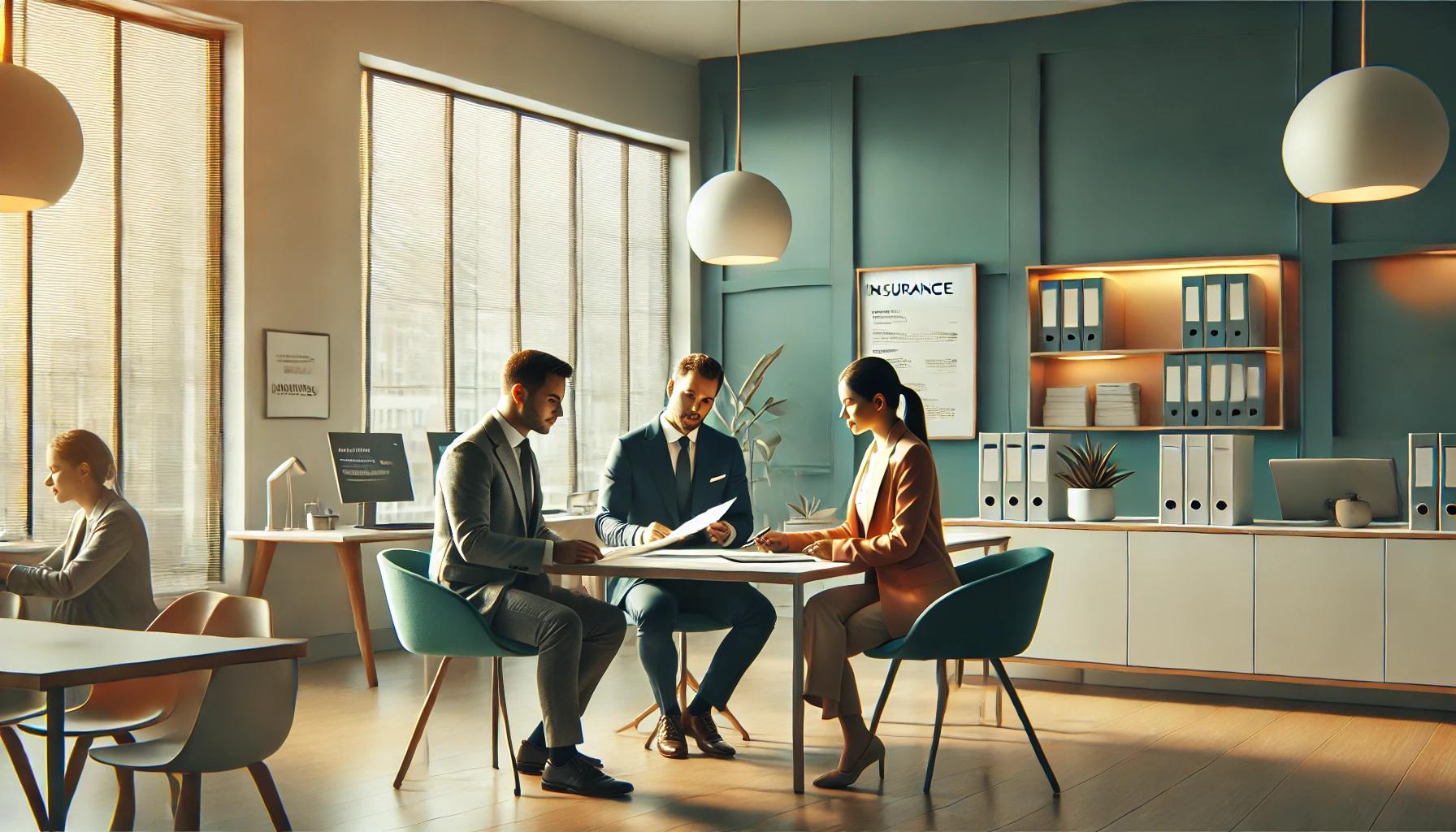 Two advisers going through a policy with a client