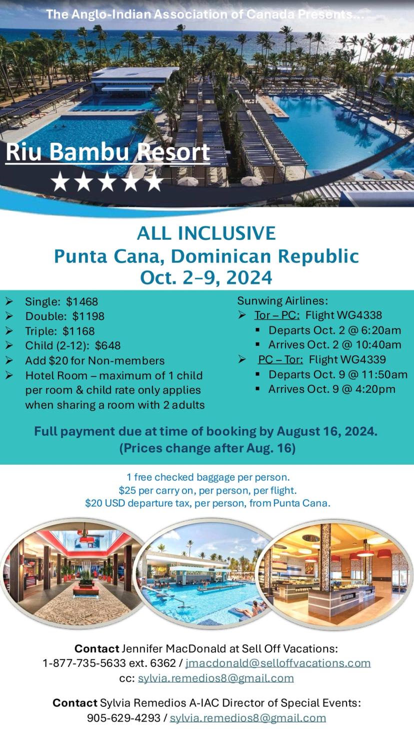 Punta Cana Oct 2-9, 2024