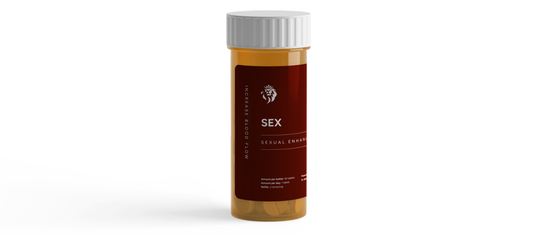 Bottle with sexual enhancement pills