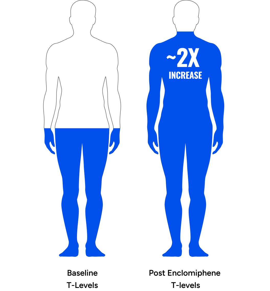 Baseline
T-Levels vs Post Enclomiphene 
T-levels