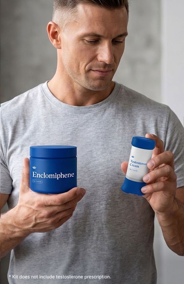 Man holding Maximus testosterone supplements