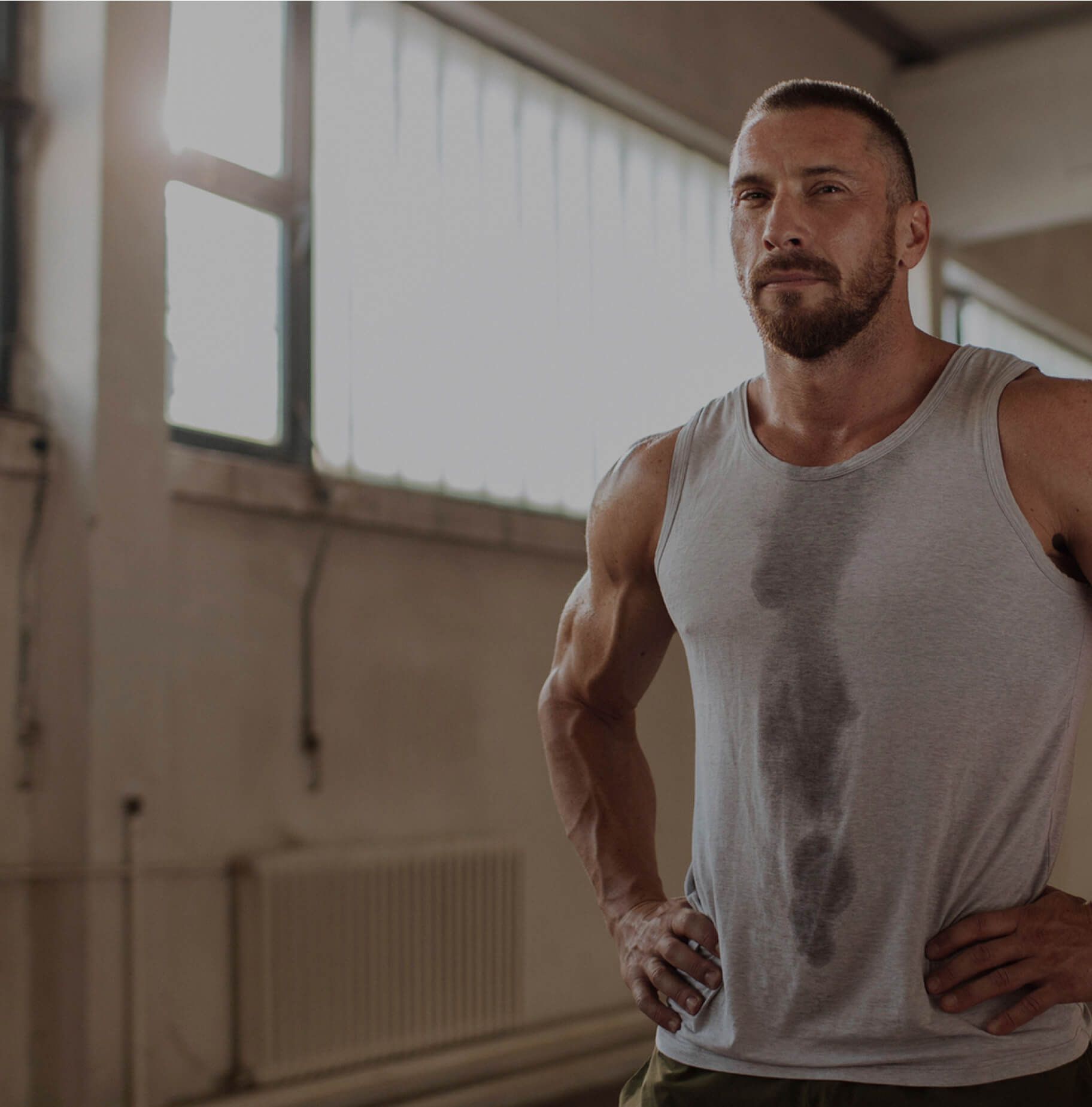 A man is training.