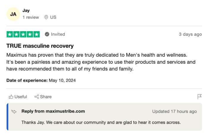 Client message about their Maximus experience