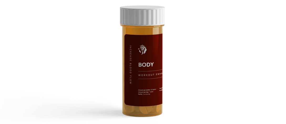 Bottle with workout enhancement pills