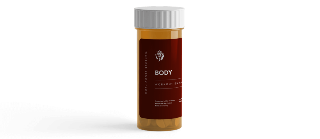 Bottle with workout enhancement pills
