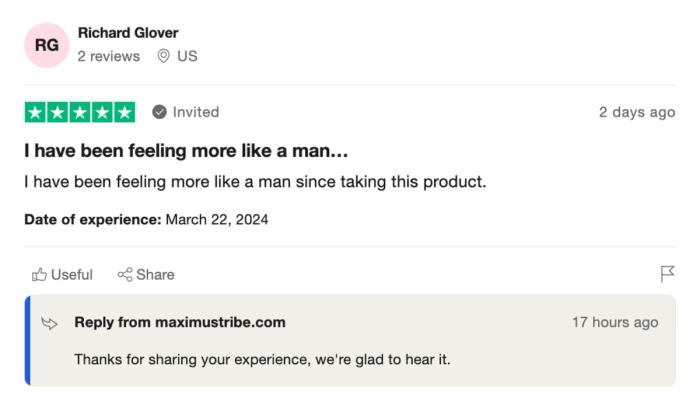 Client message about their Maximus experience