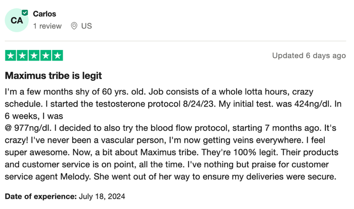 Client message about their Maximus experience
