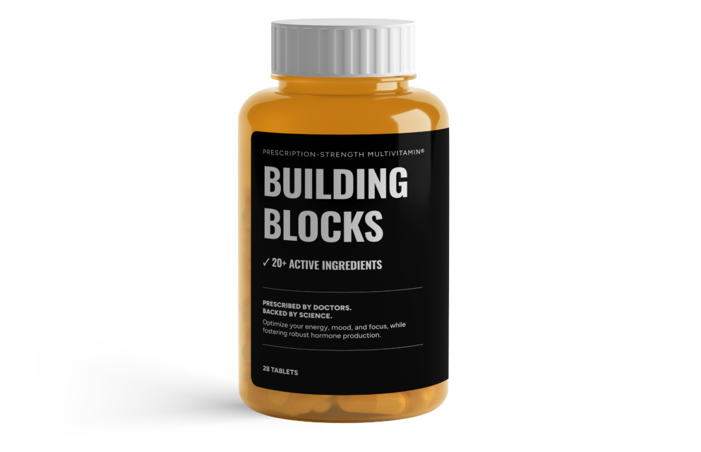 Bottle with tablets of building blocks
