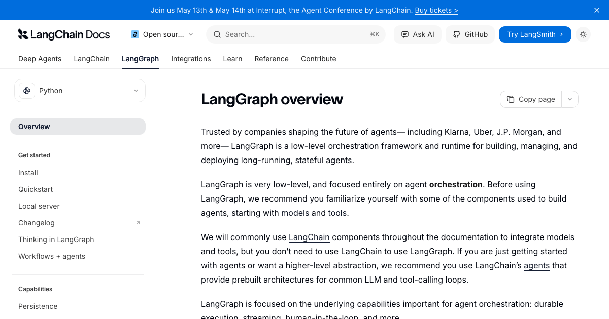 LangGraph documentation showing how state graphs, nodes, and conditional edges work together