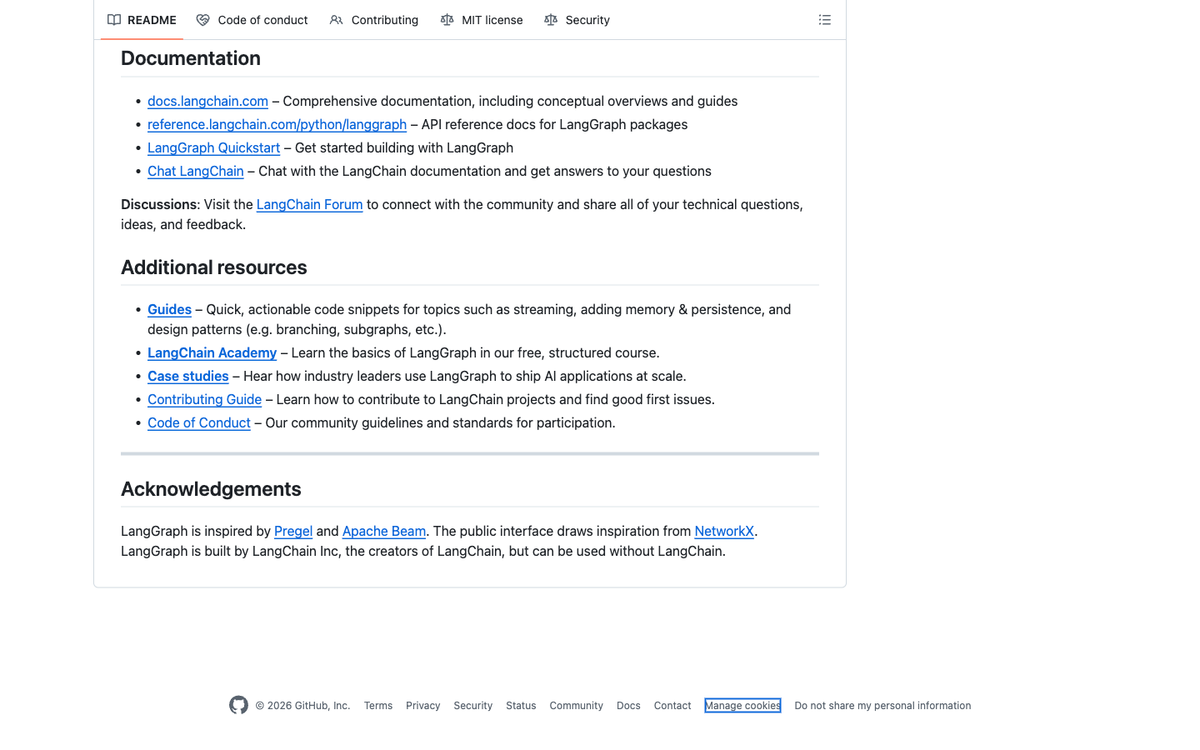 LangGraph GitHub repository showing the open-source agent runtime trusted by Klarna, Replit, and Elastic