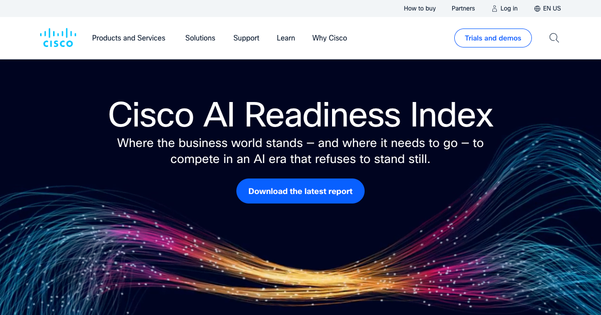 Cisco AI Readiness Index 2024 page showing only 13% of companies are fully ready to deploy AI