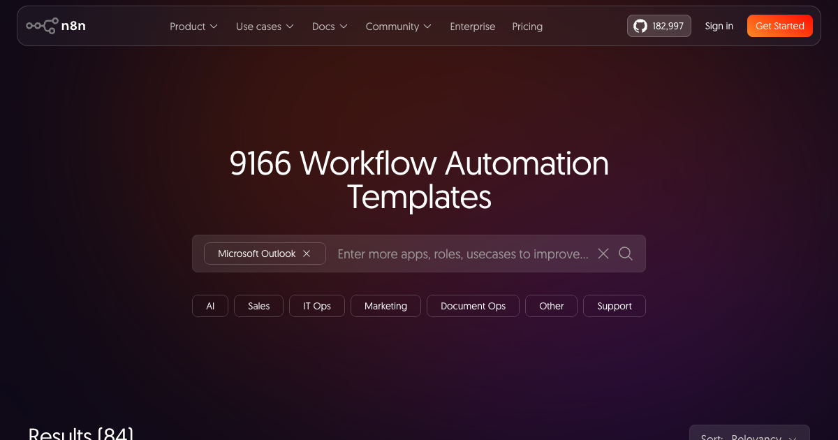 n8n workflow template library showing pre-built AI automation workflow templates for business use cases