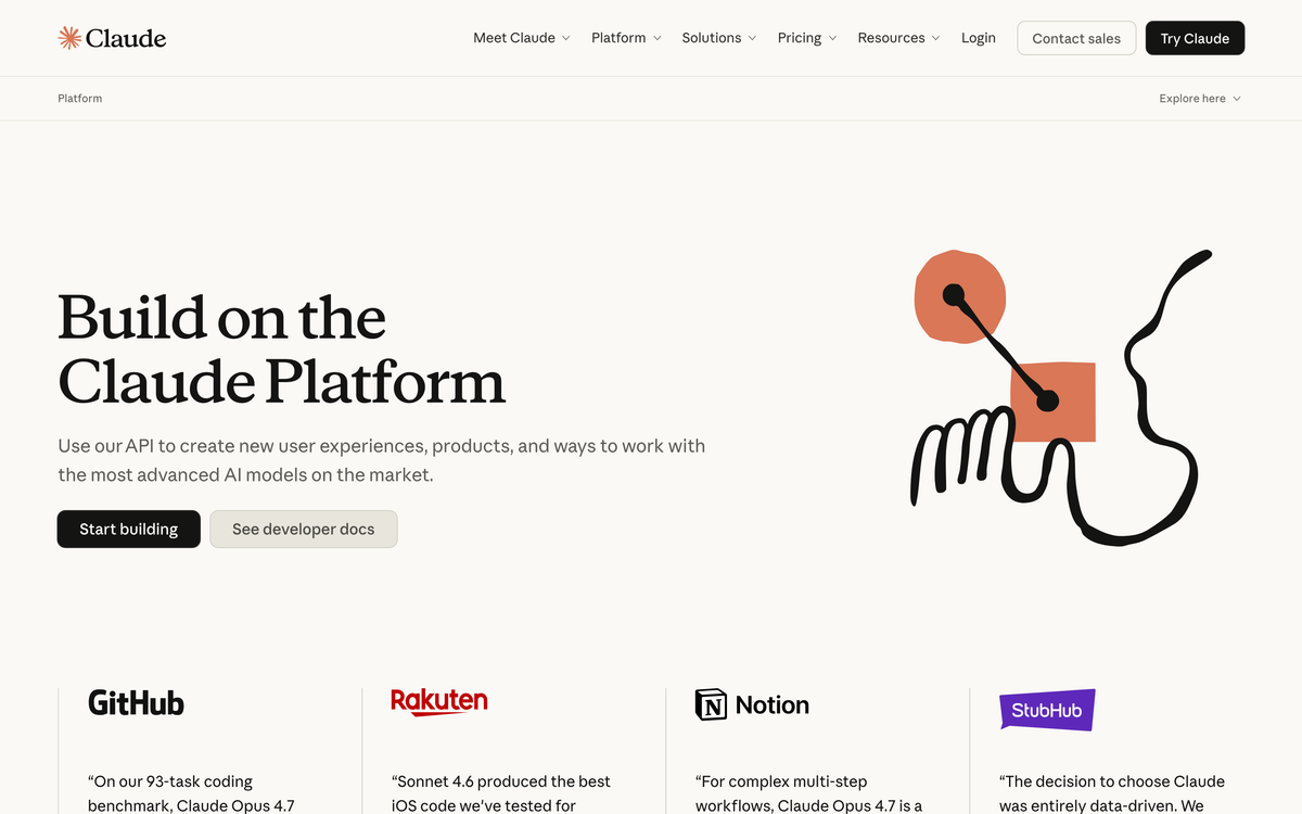 Anthropic Claude API page showing the AI model powering intelligent business automation systems