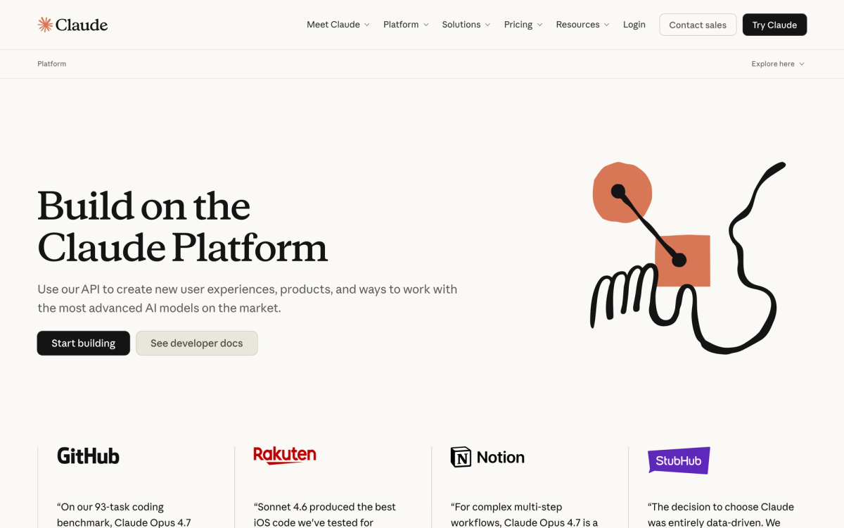 Anthropic Claude API page showing the AI model powering intelligent business automation systems