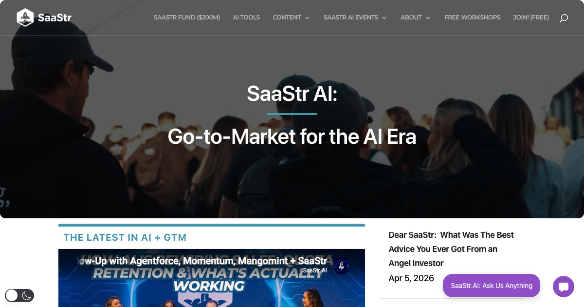 SaaStr homepage representing the SaaS industry being disrupted by AI agents