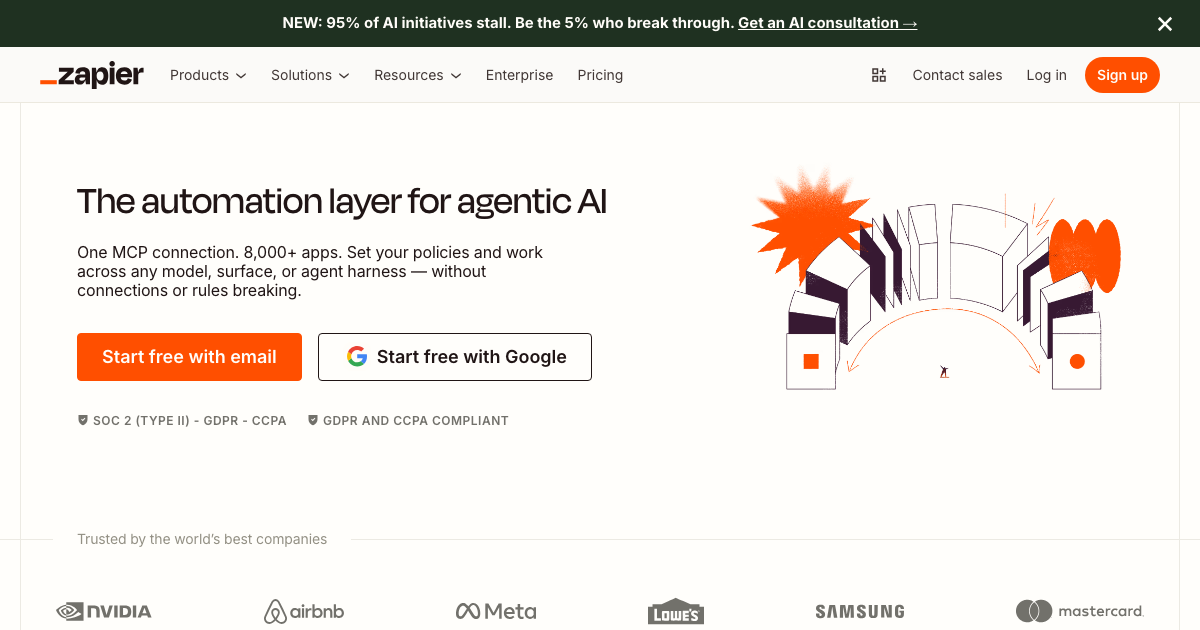 Zapier workflow automation platform homepage