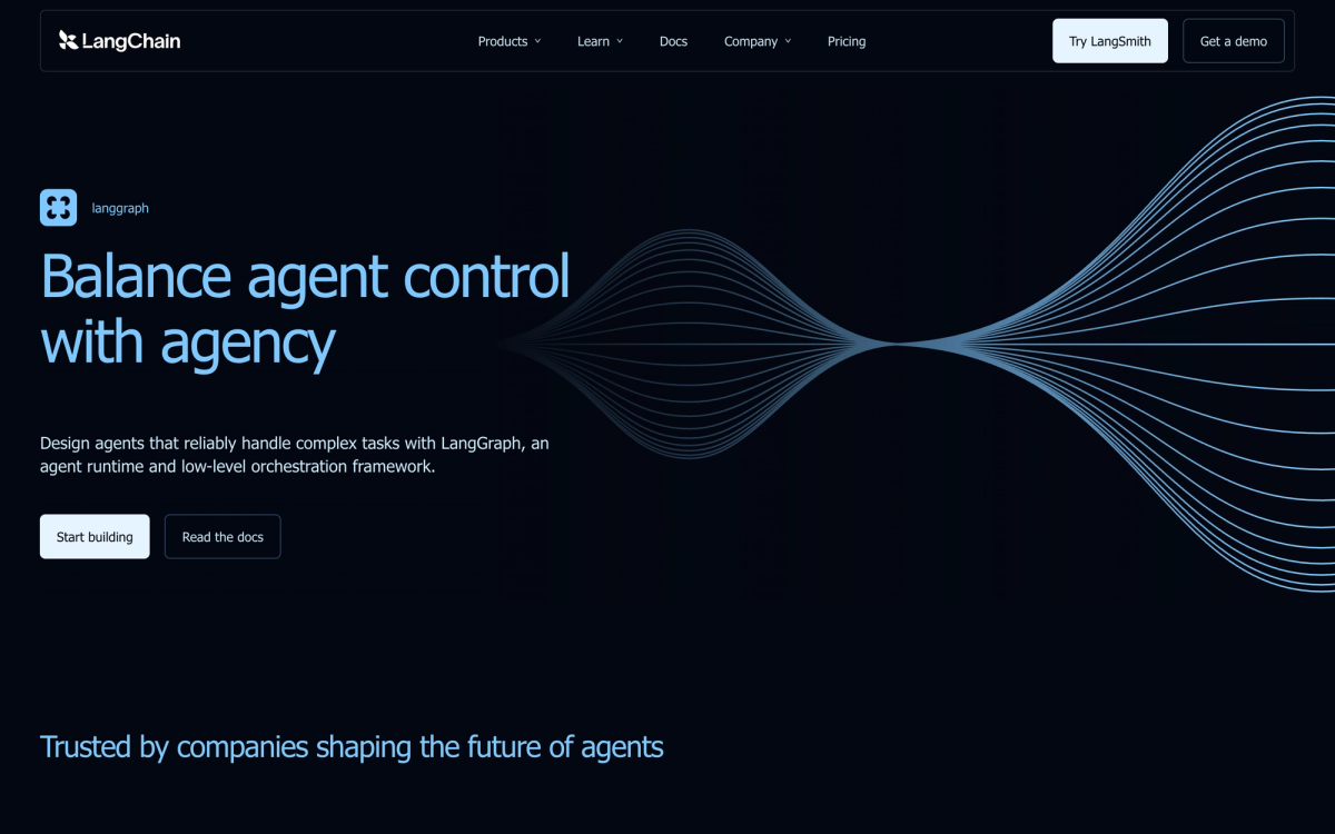 LangGraph agent framework page describing the orchestration layer that powers production agentic AI