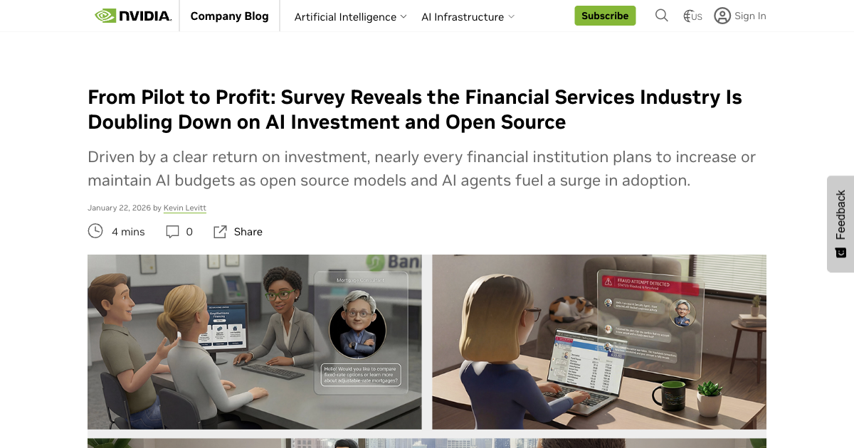NVIDIA 2026 survey showing AI adoption rates in financial services