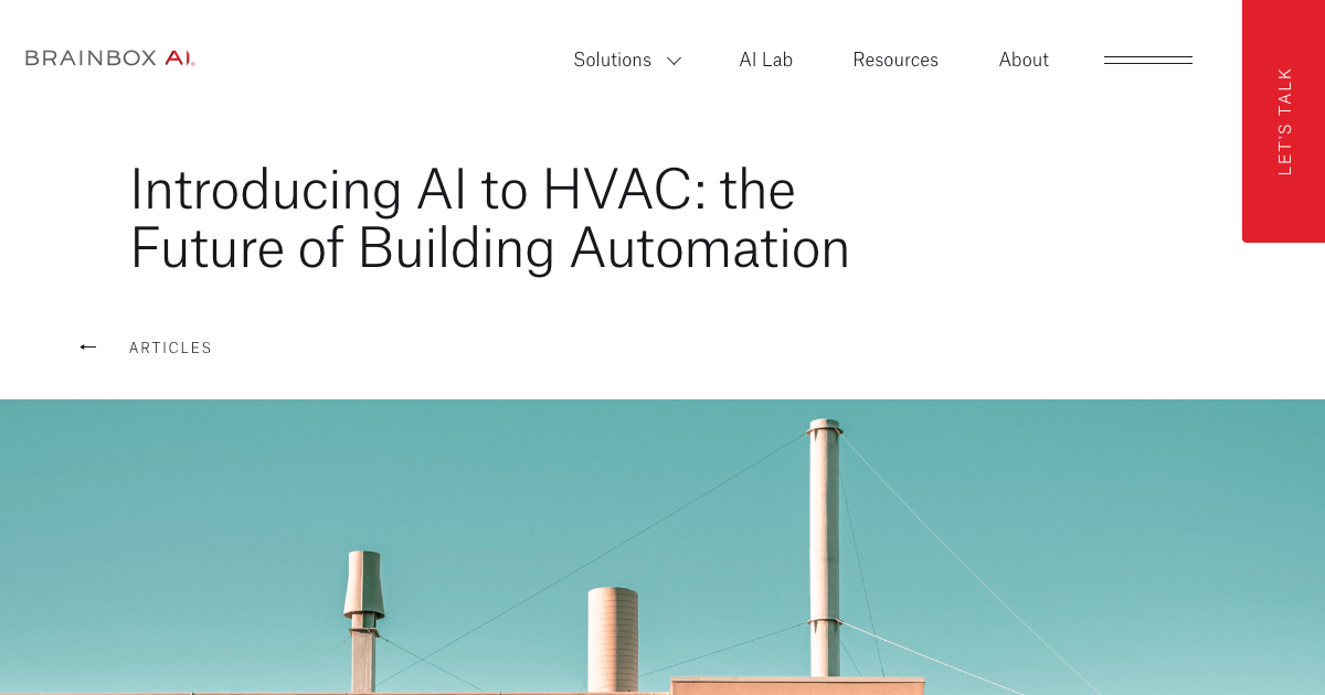 BrainBox AI article showing how AI systems are integrated into commercial HVAC building automation for energy efficiency and predictive maintenance in large facilities
