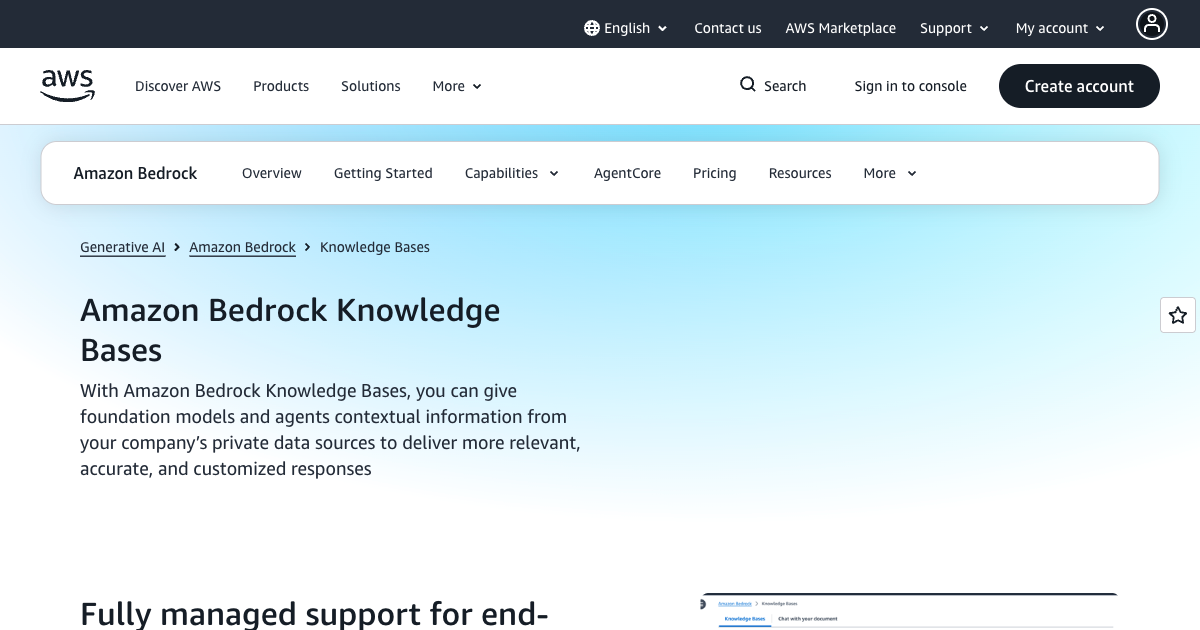 AWS Bedrock Knowledge Bases for enterprise RAG with managed vector storage