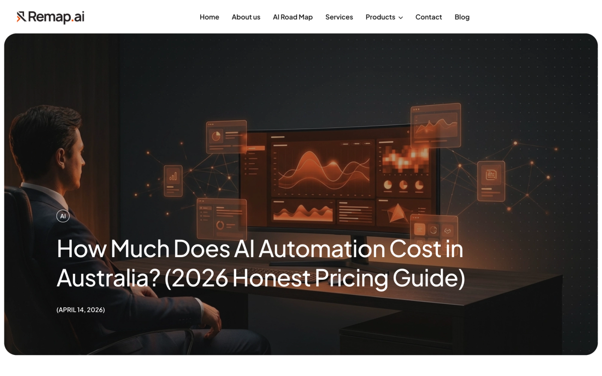 Remap.AI Australia 2026 pricing guide showing AI automation cost tiers for Australian SMBs