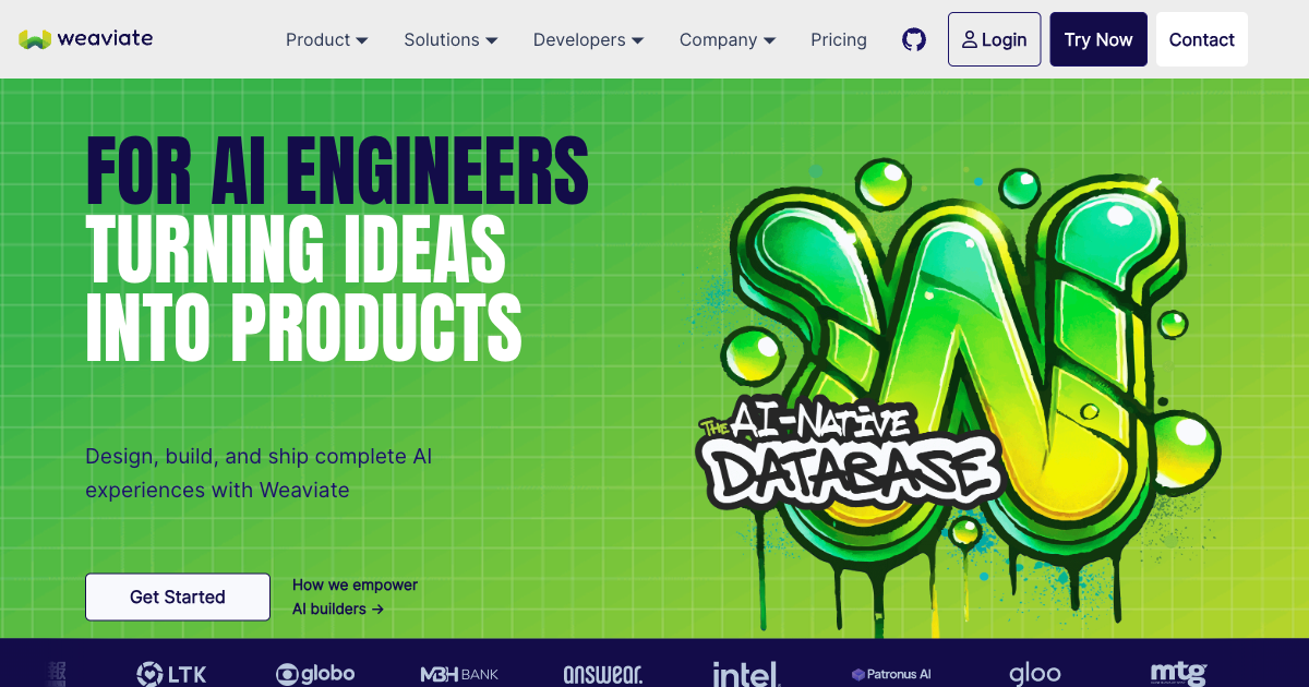 Weaviate homepage positioning the AI native database for AI engineers