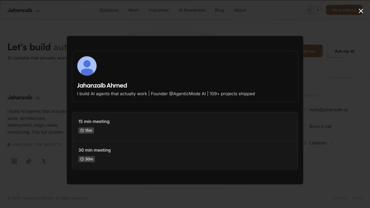 The /ai-agent-news live feed on jahanzaib.ai showing curated AI agent news headlines for business owners