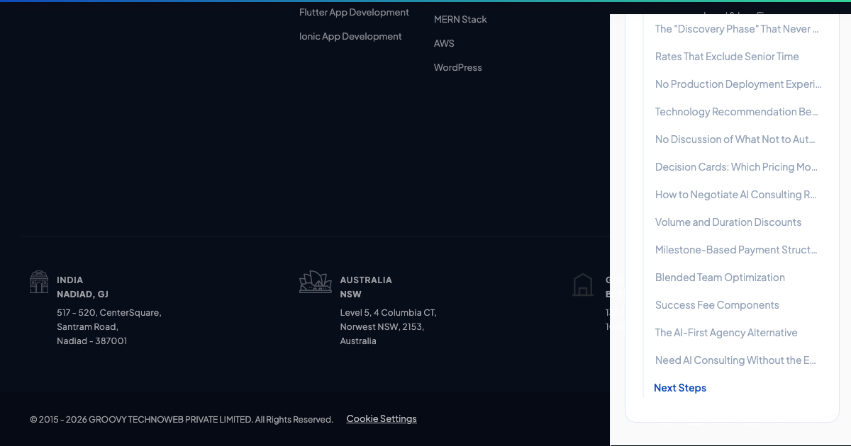 AI consulting rate comparison chart showing Big 4 vs boutique vs offshore agency pricing tiers in 2026