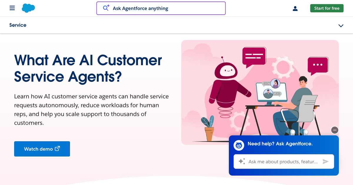 Salesforce Agentforce customer service AI agent platform showing enterprise deployment capabilities