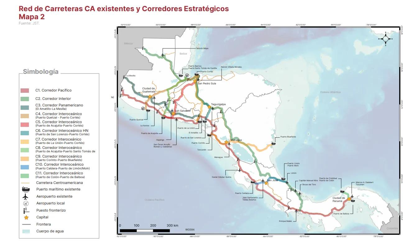 red de carreteras centroamerica
