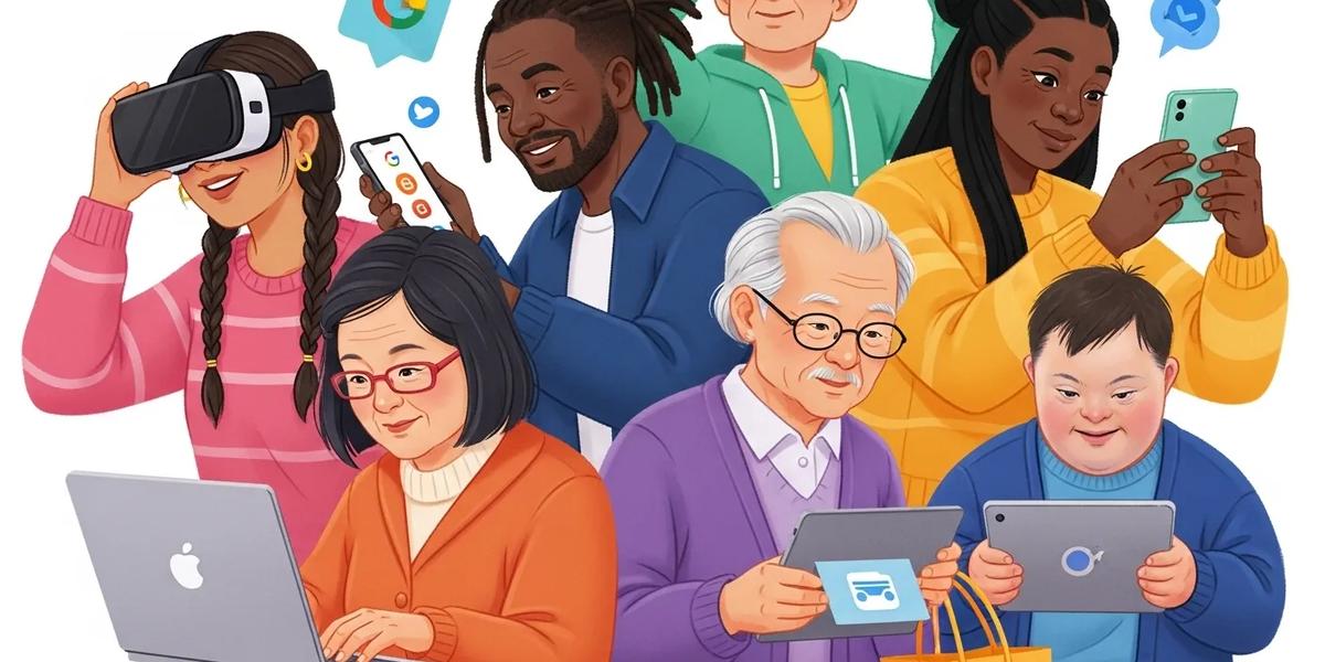 google all in, un grupo diverso de personas consume productos digitales