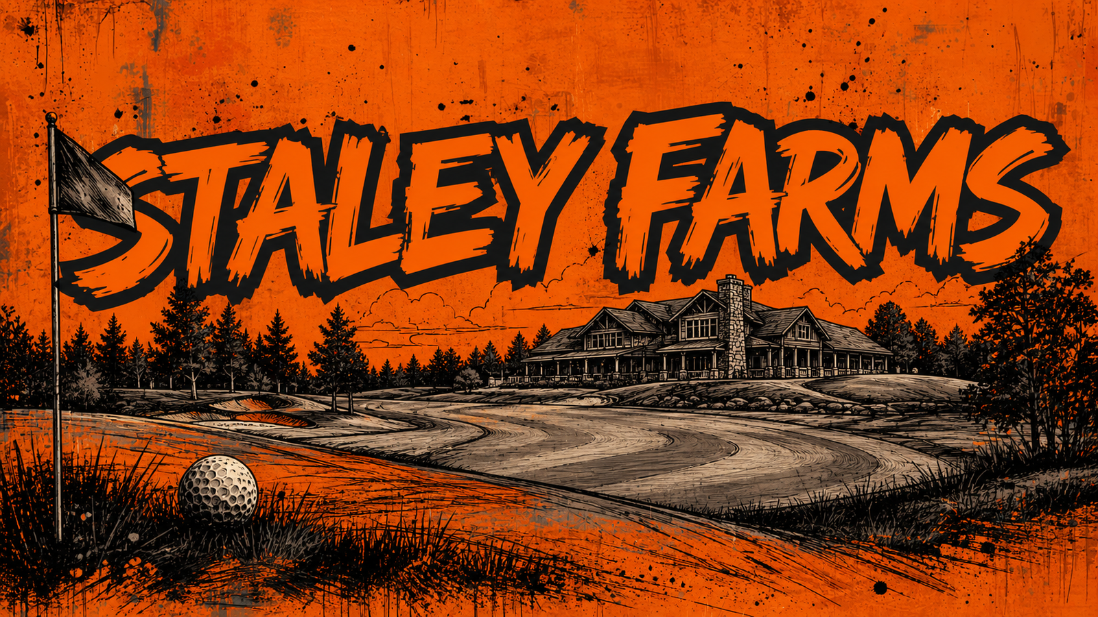 Staley Farms Kansas City North neighborhood guide - custom Big Mike Sells KC orange-and-black golf course and clubhouse mural artwork