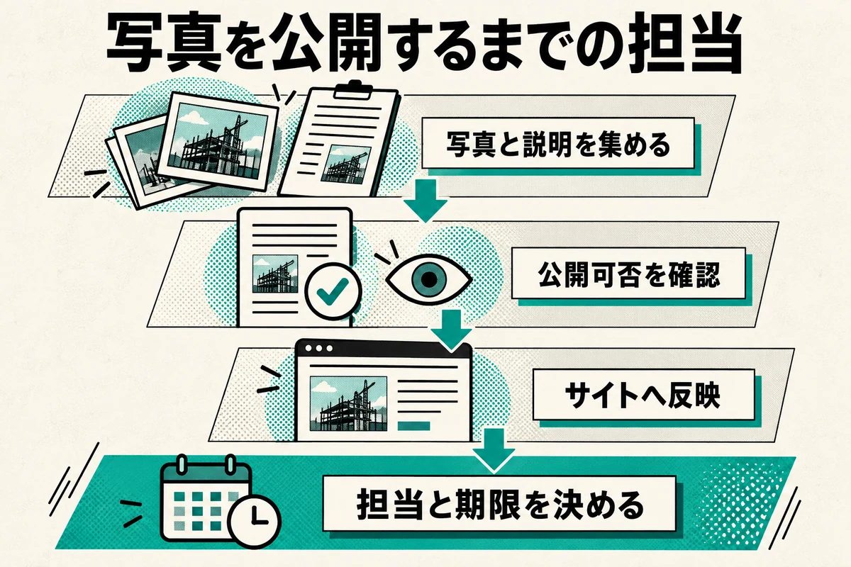写真と説明を集め 公開可否を確認してサイトへ反映する
