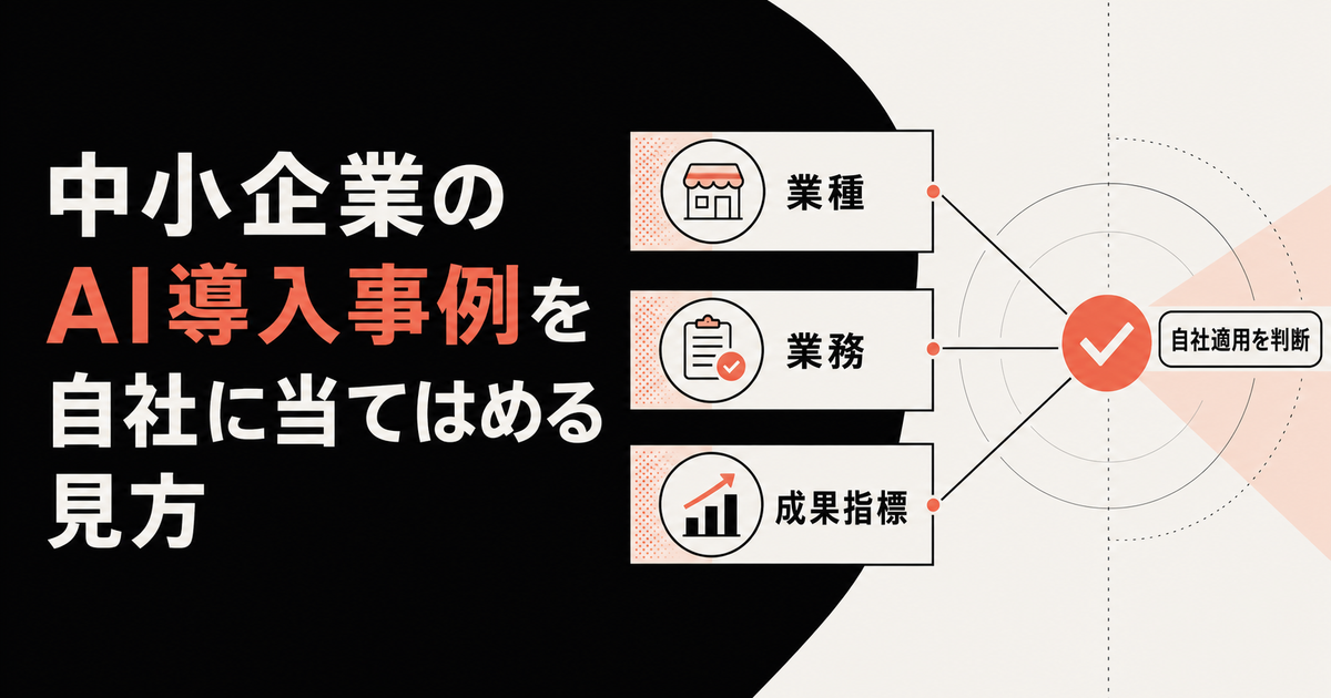 中小企業のAI導入事例を自社に当てはめる見方を示すアイキャッチ