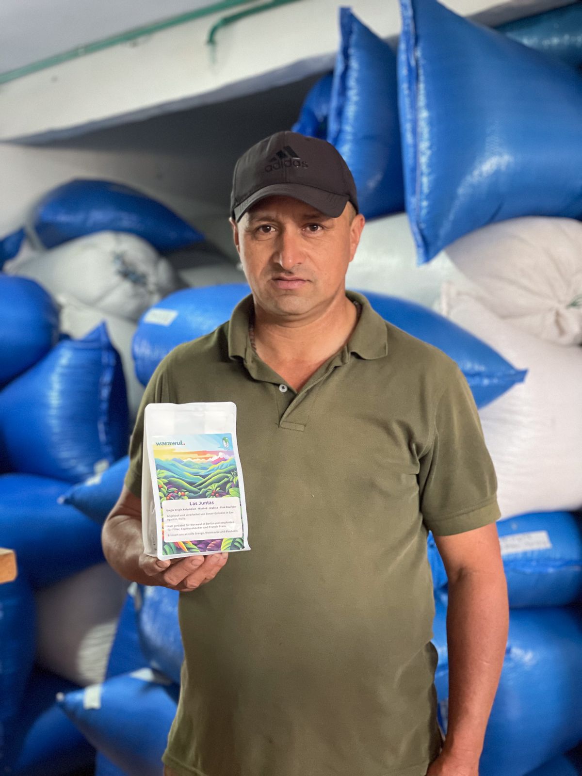 Diever Galindez on his coffee farm, Finca Las Juntas, in Colombia