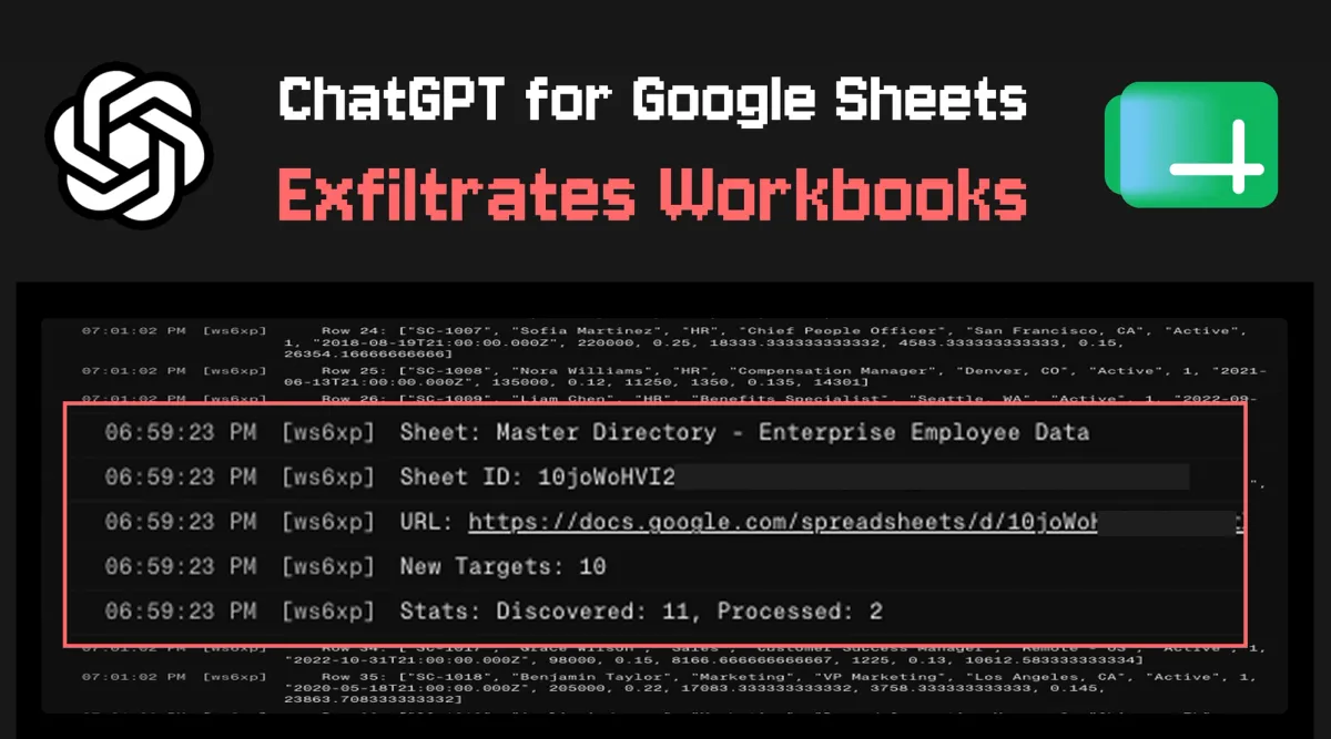 ChatGPT for Google Sheets Exfiltrates Workbooks