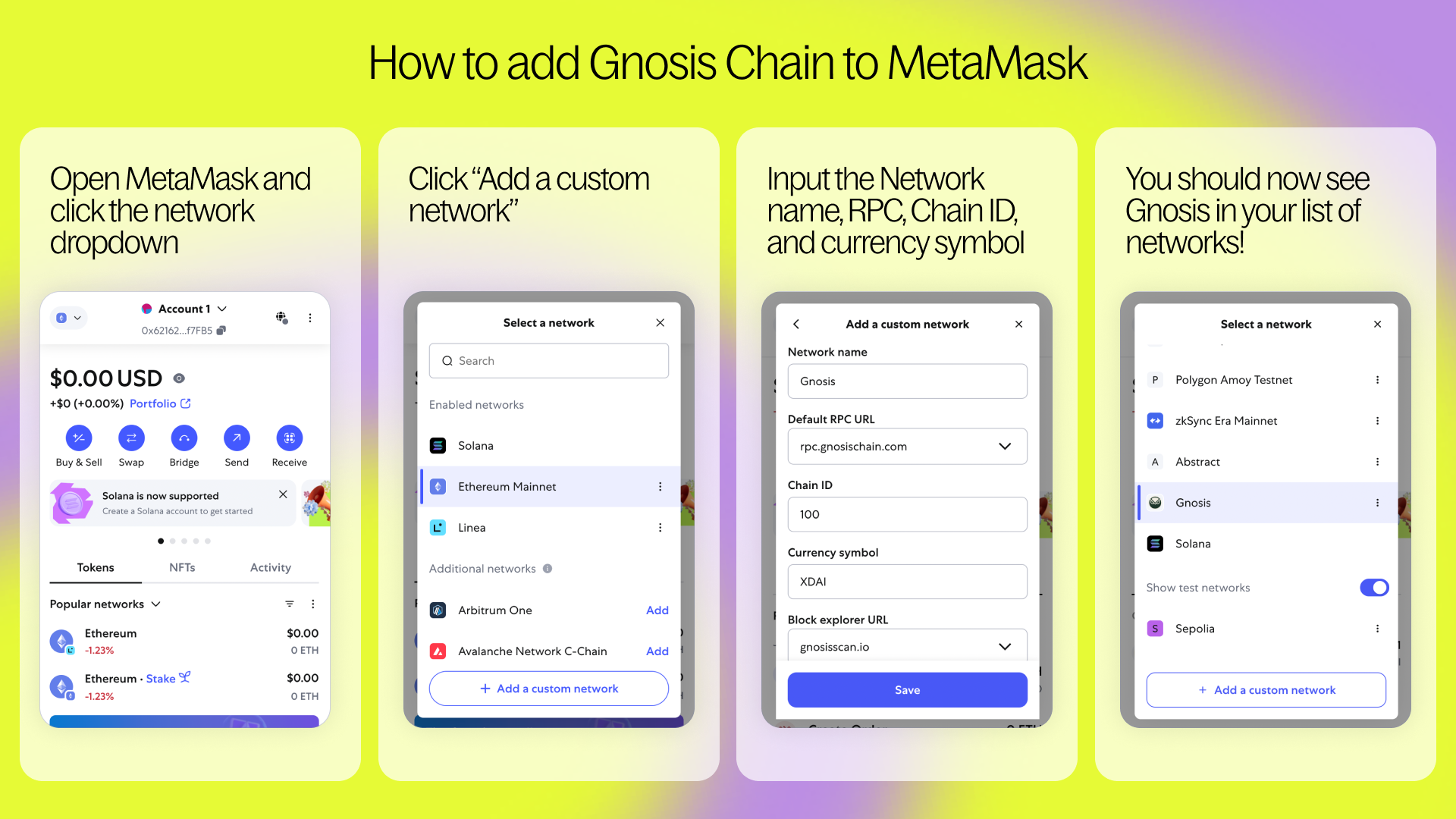 how to add gnosis chain to metamask