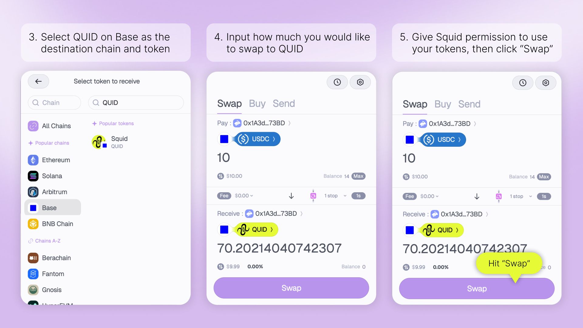 UI visual for steps 3, 4, and 5