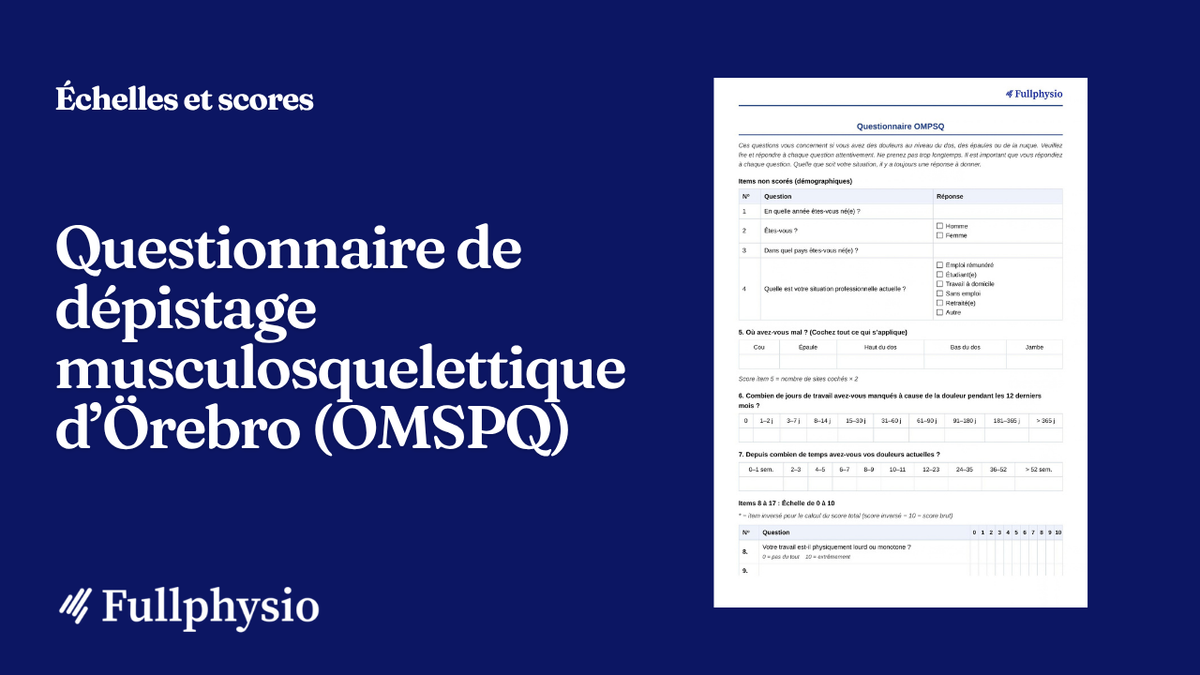 Questionnaire de dépistage musculosquelettique d'Örebro (OMSPQ)
