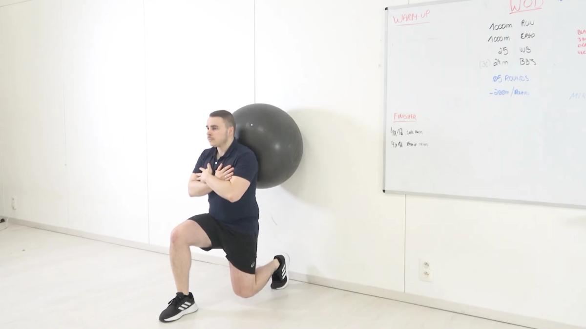 Lunges Against the Wall With Swiss Ball