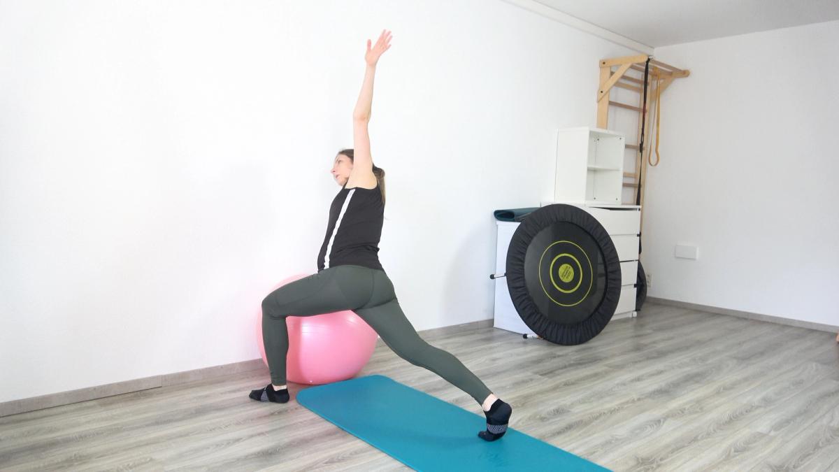 Lunge, Twist, & Stretch on Swiss Ball