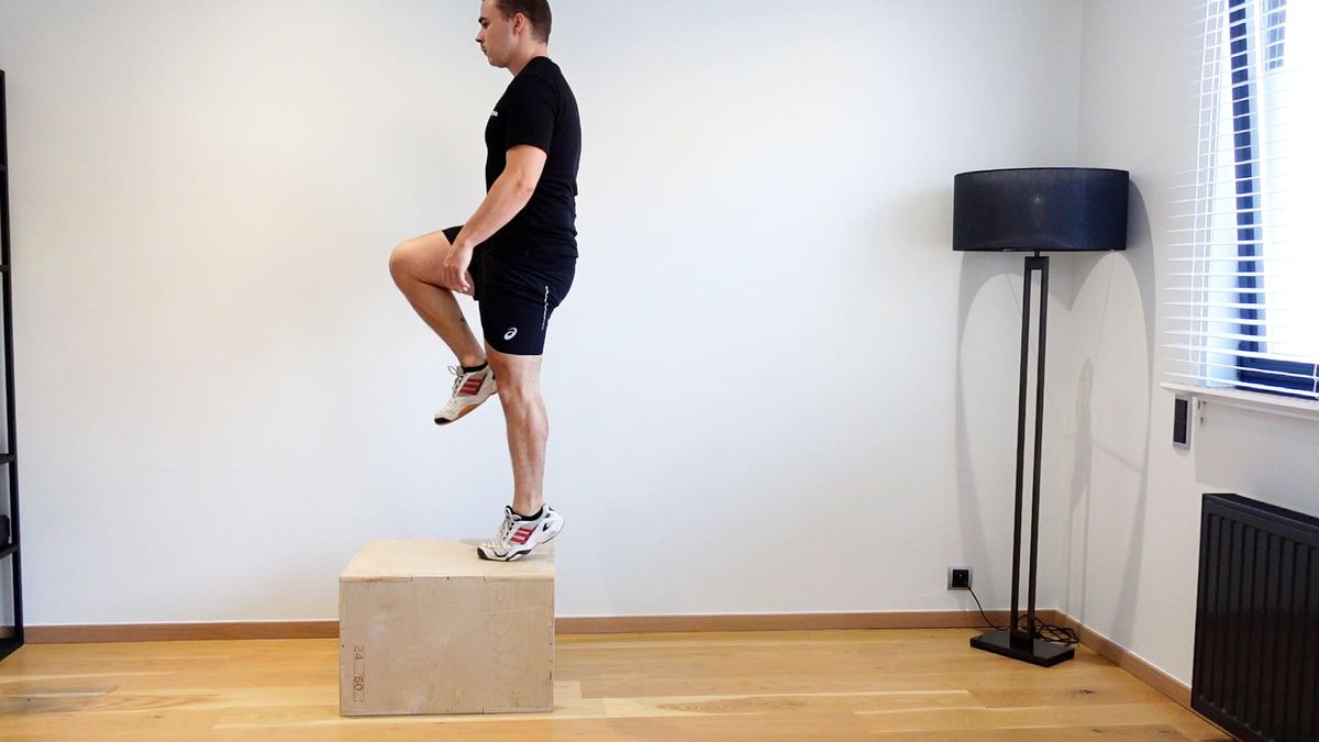 Step up avec montée de talon sur caisse