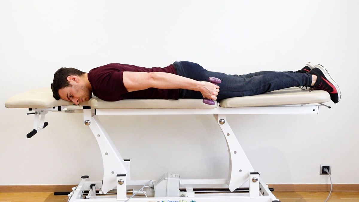 Prone Shoulder Extension With Weight