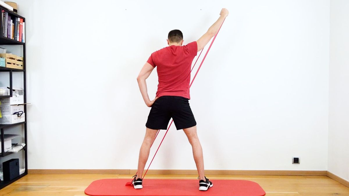 Shoulder Abductor Strengthening Standing With an Elastic Band, Unilateral