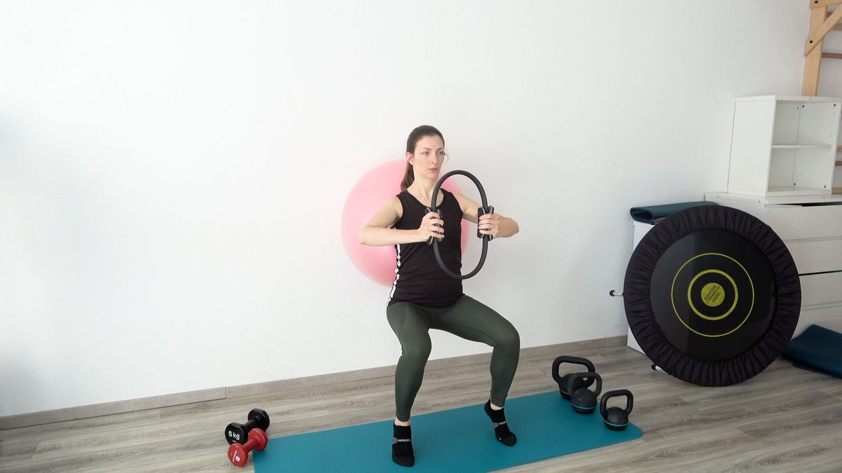 Squat With Swiss Ball & Pilates Ring