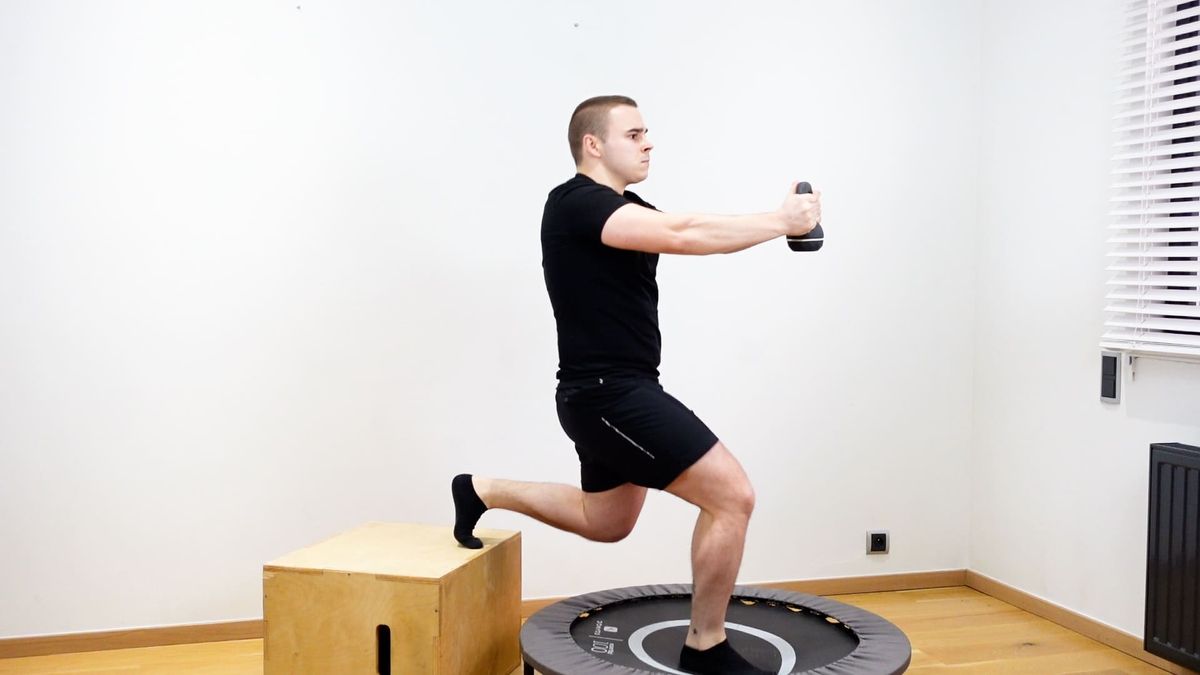 Split Squat Support Exercise on Trampoline