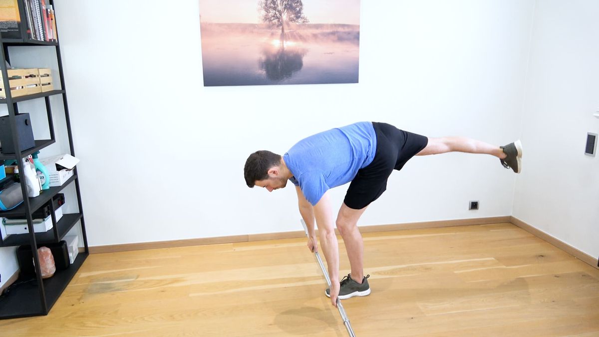 Romanian deadlift unipodal avec barre