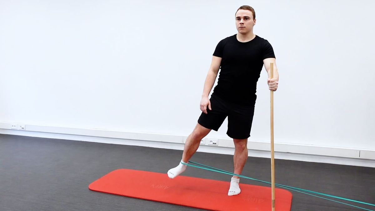 Standing Hip Abductor Strengthening With Band and Stick