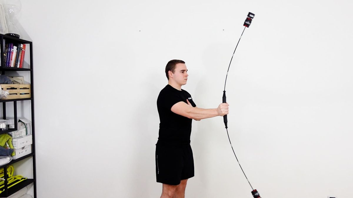 Exercice barre d'oscillation 90° de flexion d'épaule main en pronation / supination