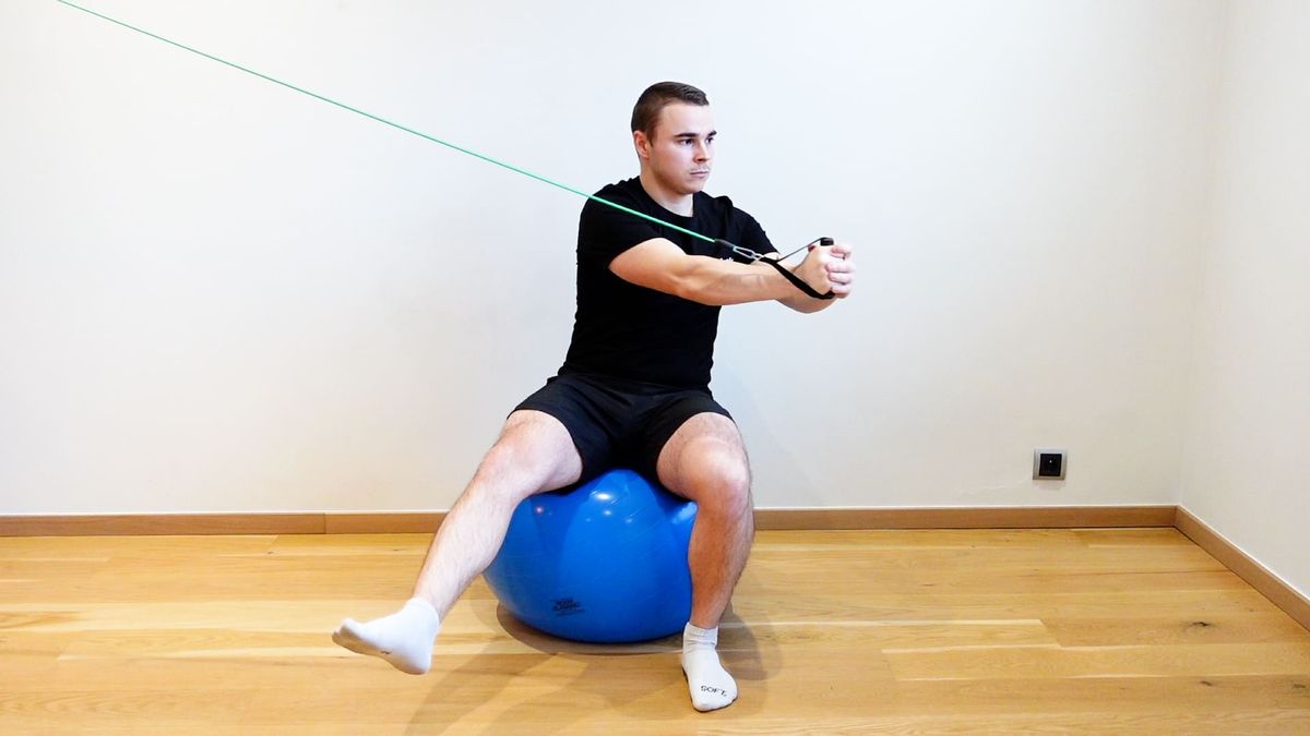 Stabilization on Swiss Ball With Elastic Band